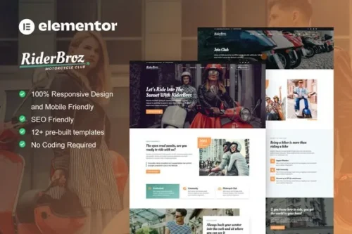 best motorcycle club Elementor template kit download