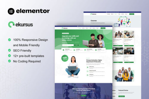 best eKursus education Elementor template instant download