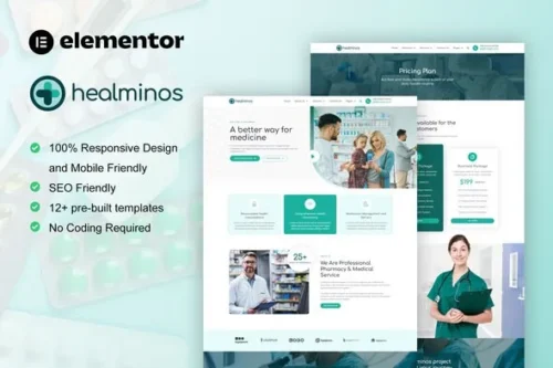 best pharmacy medical Elementor template instant download