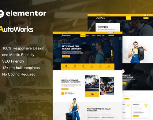 AutoWorks - Car Repair & Auto Services Elementor Template Kit