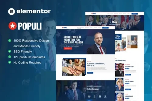 best politician elementor template kit instant download