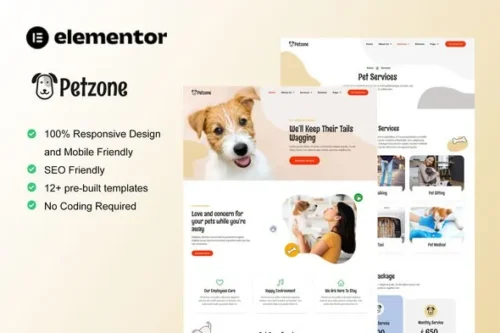 best pet care website template Elementor instant download