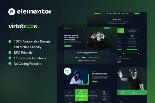 best VR website template Elementor kit instant download