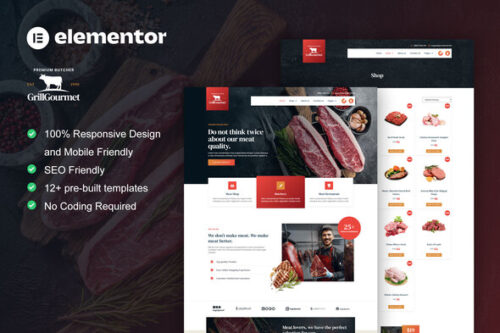 best butcher shop website template instant download