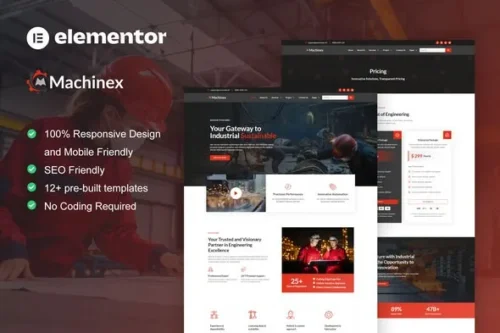 best engineering Elementor template kit instant download