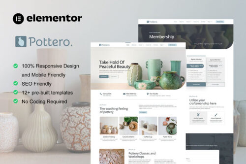 best pottery studio website template download for Elementor