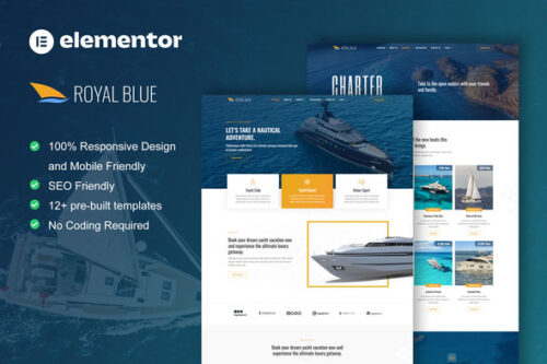 best RoyalBlue yacht club Elementor template download
