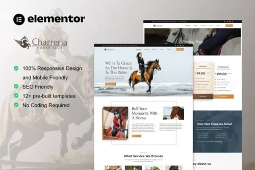 best horse club website template instant download
