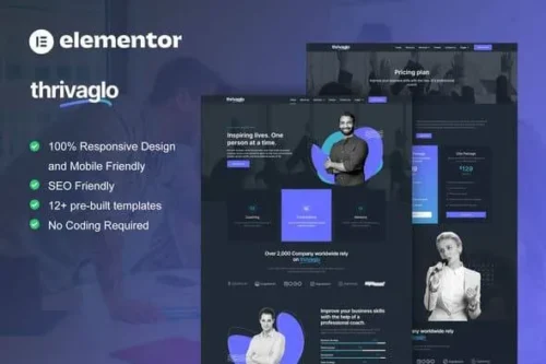 best business coach Elementor template kit instant download