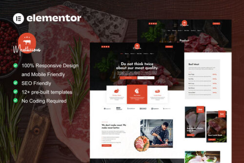 best butcher shop Elementor template premium instant download