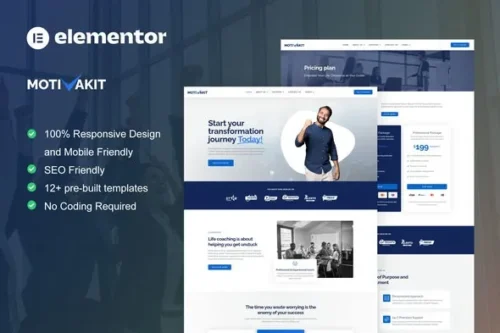 best life coach Elementor template kit instant download