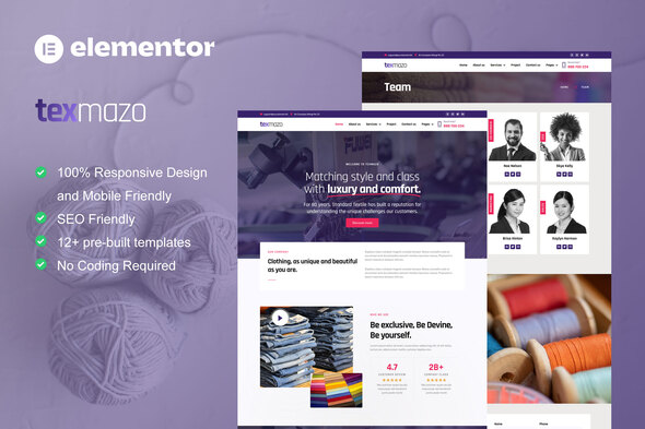 Texmazo - Textile & Garment Industry Elementor Template Kit best textile industry Elementor template kit download