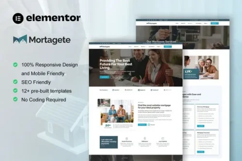best mortgage company Elementor template kit download