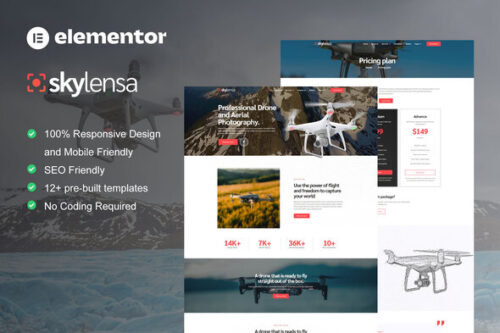 best drone photography website template for Elementor