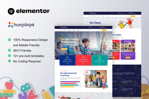 best kindergarten Elementor template kit instant download