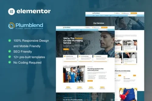 best Plumbend Elementor template kit instant download