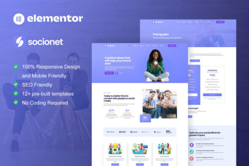 best social media agency Elementor template instant download