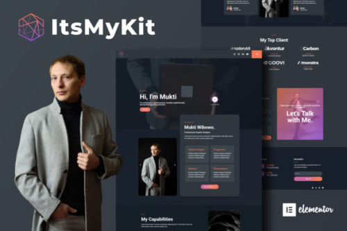 best dark portfolio Elementor template kit instant download