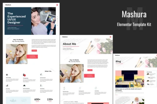 best Mashura portfolio Elementor template instant download