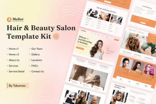 best hair salon Elementor template kit instant download