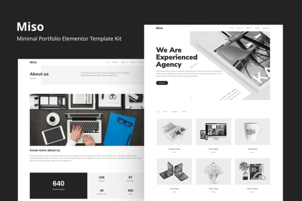 Miso - Minimal Portfolio Elementor Template Kit best minimal portfolio elementor template kit download