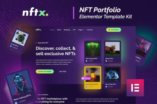 best NFT portfolio Elementor template kit instant download