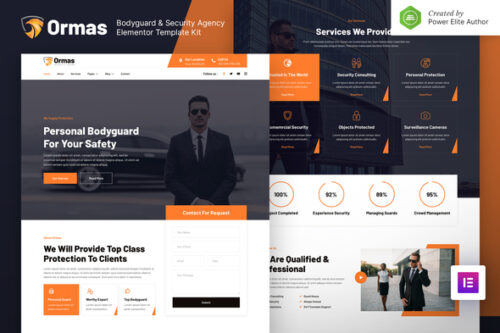 best bodyguard security agency Elementor template download