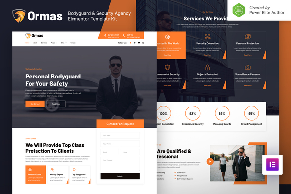 Ormas – Bodyguard & Security Agency Elementor Template Kit best bodyguard security agency Elementor template download
