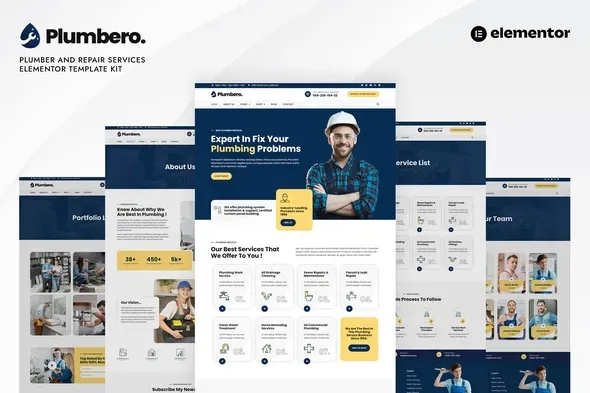 Plumbero - Plumber & Repair Services Elementor Template Kit best plumber website template kit for elementor download