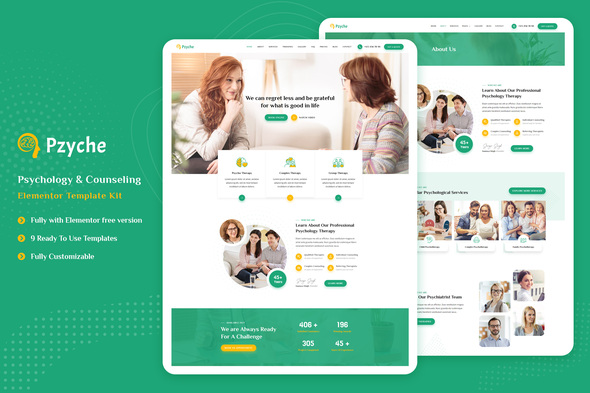 Pzyche - Psychology & Counseling Elementor Template Kit best psychology Elementor template kit for counseling websites