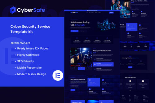 best cyber security Elementor template kit instant download