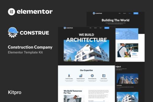 best construction company Elementor template instant download