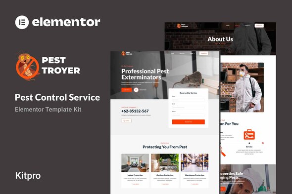 Pestroyer - Pest Control Service Elementor Template Kit best pest control Elementor template with instant download