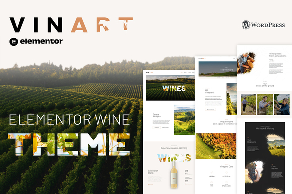 Vinart - Wine Brand & Vinyard Elementor Template Kit best wine vineyard Elementor template kit download