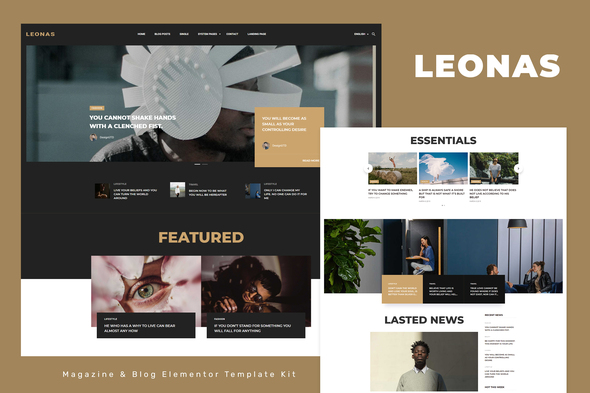 Leonas - Blog & Magazine Elementor Template Kit best blog magazine Elementor template kit instant download