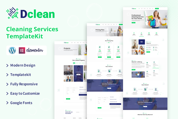 Dclean | Cleaning Services Elementor Template Kit best Dclean cleaning services Elementor template kit download