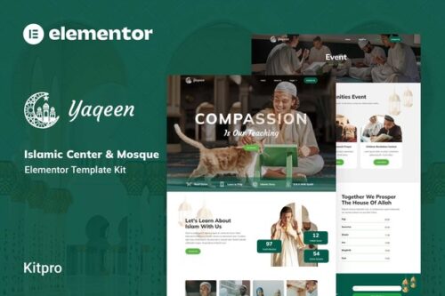 best Yaqeen Islamic Center Elementor template kit download