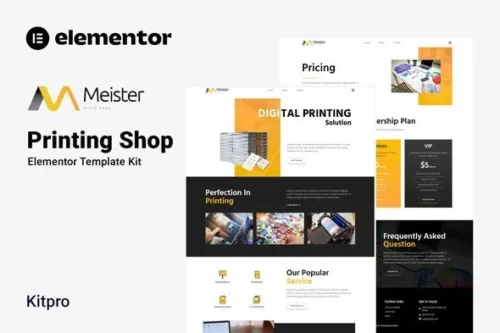best printing shop Elementor template instant download