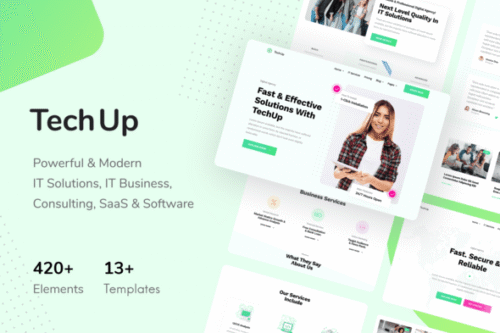 best TechUp IT Elementor template kit instant download