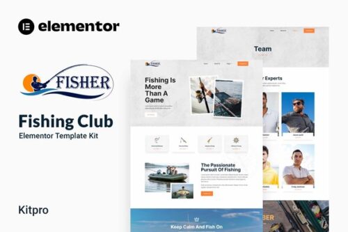 best fishing club elementor template download instantly