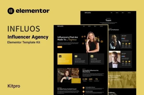 best influencer agency Elementor template instant download