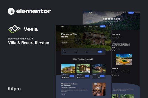 Veela - Vacation Rental & Resort Elementor Template Kit best vacation rental Elementor template instant download