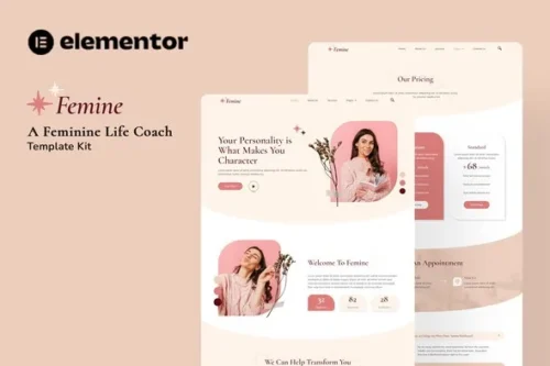 best feminine life coach elementor template download