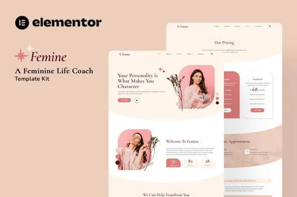 https://previews.customer.envatousercontent.com/files/404660717/preview%20Femine.jpg best feminine life coach elementor template download