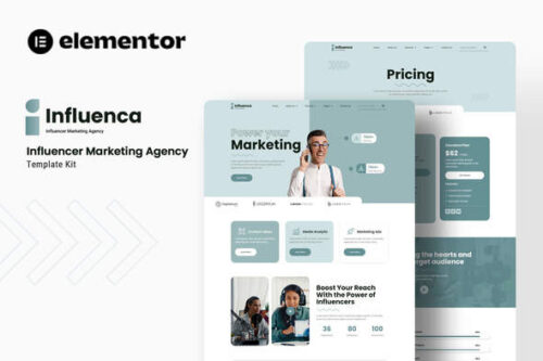 Influencer marketing agency website template for Elementor
