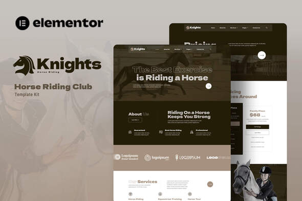 Knights - Horse Riding Club Elementor Template Kit best Horse Riding Club Template download