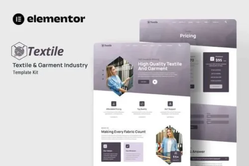 best garment industry Elementor template kit instant download