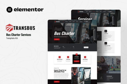 best bus charter website template for Elementor instant download