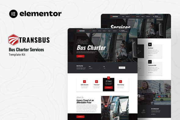 Transbus - Bus Charter Service Elementor Template Kit best bus charter website template for Elementor instant download