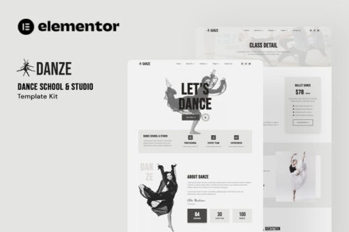 best dance studio Elementor template kit instant download